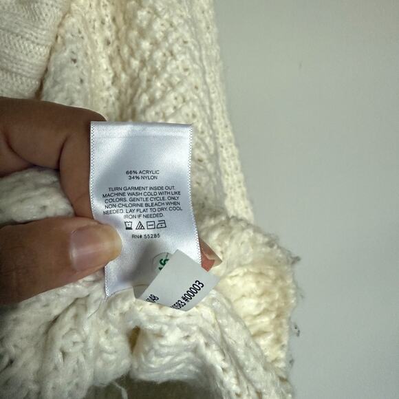 Express Women Sweater XL Ivory Cowl Neck Chunky Knit Boxy Winter Capsule Minimal - Picture 6 of 7